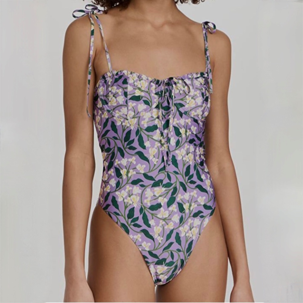 Agua by Agua Bendita Ebano Dos Gardenias Lila One Piece Swimsuit L